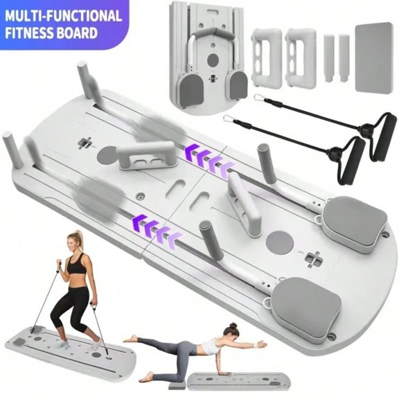 10 in 1 Foldable Pilates Board, Multifunctional Pilates Reformer Yoga Board, Premium PVC Home Fitness Equipment, Full Body Core & Abdominal Strength Training, Portable Compact Workout Gear for Beginn