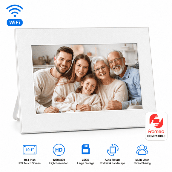 10.1" Frameo Software IPS Digital Photo Frame, White