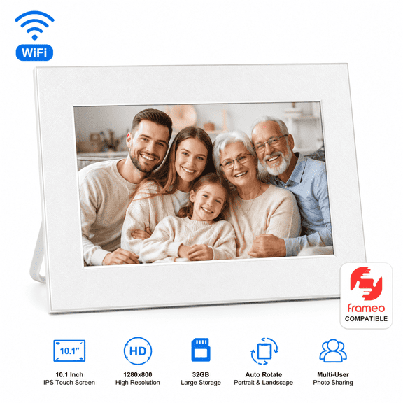 10.1" Frameo Software IPS Digital Photo Frame, White