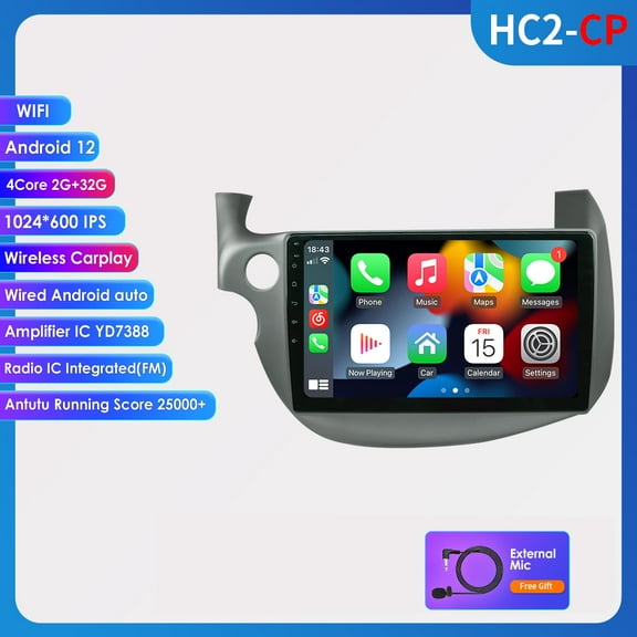 10.1" GPS Navigation 2+32GB Android 12.0 Wifi Car Stereo Radio Carplay Player For Honda Fit 2008 2009 2010 2011 2012 2013