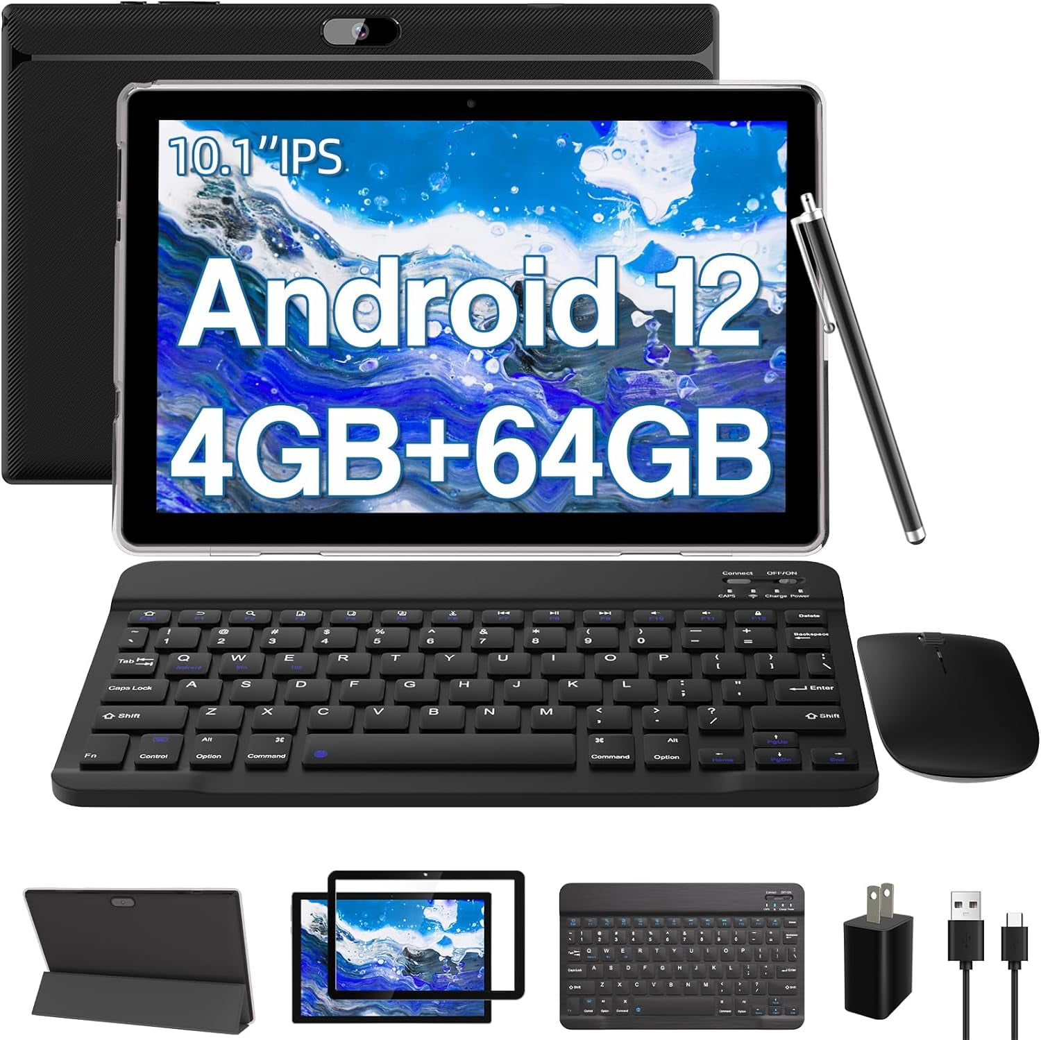 10.1 inch Android 12 Tablet PC, 2024 Newest Tablet with Keyboard, 4GB+64GB Storage 512GB Expandable, Quad-core Processor, 8MP Dual Camera, 6000mAh, 10.1 inch Android 12 Tablet PC, 2024 Newest Tablet with Keyboard, 4GB+64GB Storage 512GB Expandable, Quad-core Processor, 8MP Dual Camera, 6000mAh,