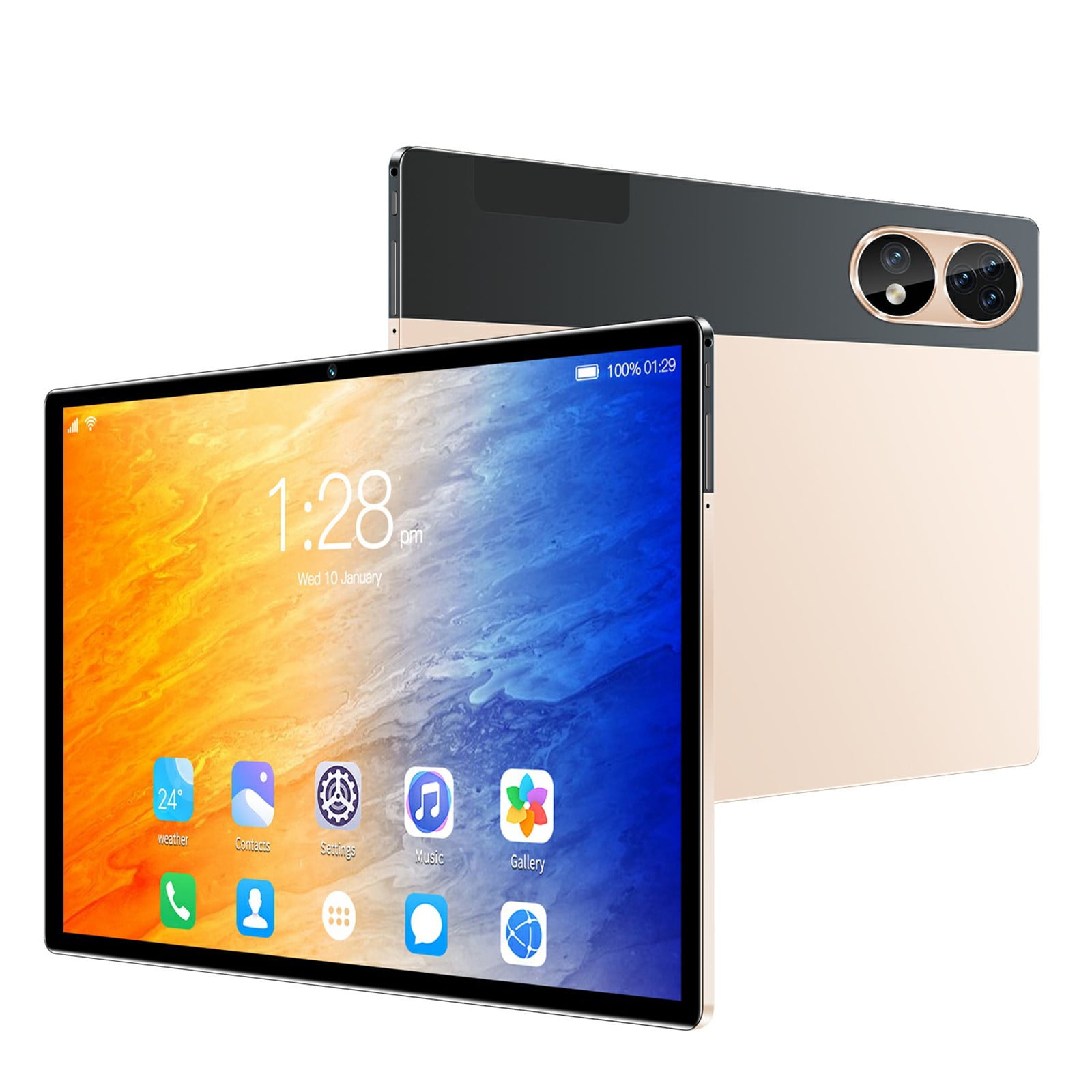 10.1-Inch Android 12 Tablet PC with 4GB+64GB, Dual SIM, 10-Core Processor, 2.4G/5G WiFi, Bluetooth, IPS HD Screen, Voice Call, GPS, Expandable to 256GB