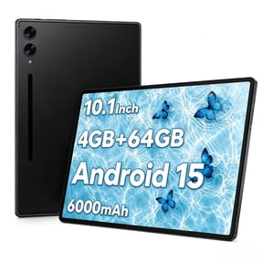 10.1 Inch Android 15 Tablet, 4GB RAM+64GB ROM, 2.0GHz Octa-Core Processor, 6000mAh Battery, 1280x800 HD Display, WiFi Tablet for Gaming, Streaming & Daily Use - Black