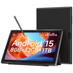 10.1 Inch Android 15 Tablet, 8GB RAM 32GB Storage, HD IPS Display, 5G WiFi 6 ,6000mAh Battery, Dual Camera for Video Call, Tab with Case & Stylus Pen for Work/Study tablet with case