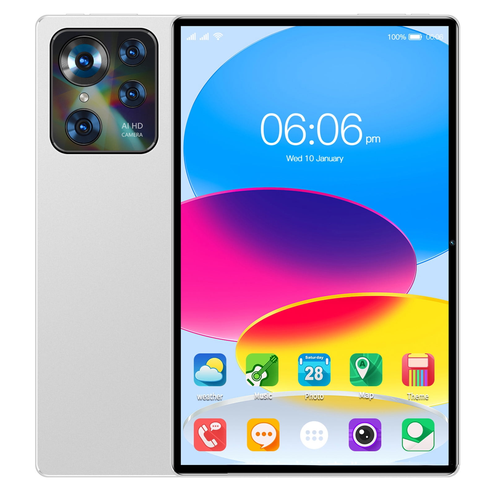 10.1-Inch Android Tablet PC with 2K Display, Bluetooth, 2.4G/5G WiFi, 24MP+32MP Camera, 4GB+32GB, Expandable Storage, Voice Call, SIM Slot – 10000mAh Battery