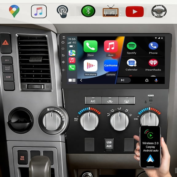 10.1 Inch Car Radio for Toyota Tundra 2007-2013 Android 15 Touch Screen GPS Navigation WiFi BT FM Mirror Link SWC with Camera 2+64G
