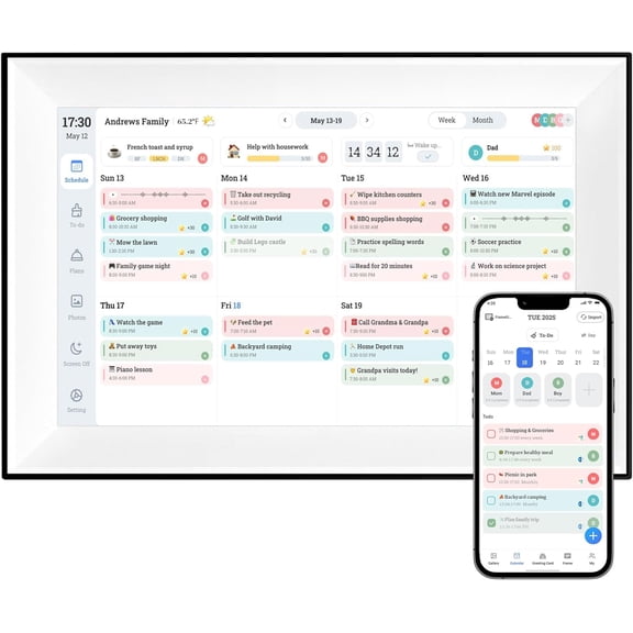 10.1 Inch Digital Calendar 2026 Planner, Desk Calendar Touchscreen Family Planner Chore Chart & Meal Planner IPS FHD Digital Picture Frame for Christmas