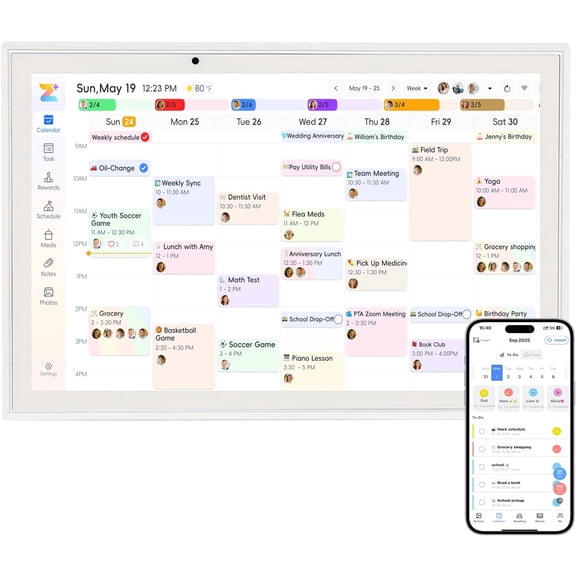 10.1 Inch Digital Calendar Chore Chart Meal Planner Touchscreen Family Planner, Hearth Display Desk Digital Calendar Seamless Scheduling(No )