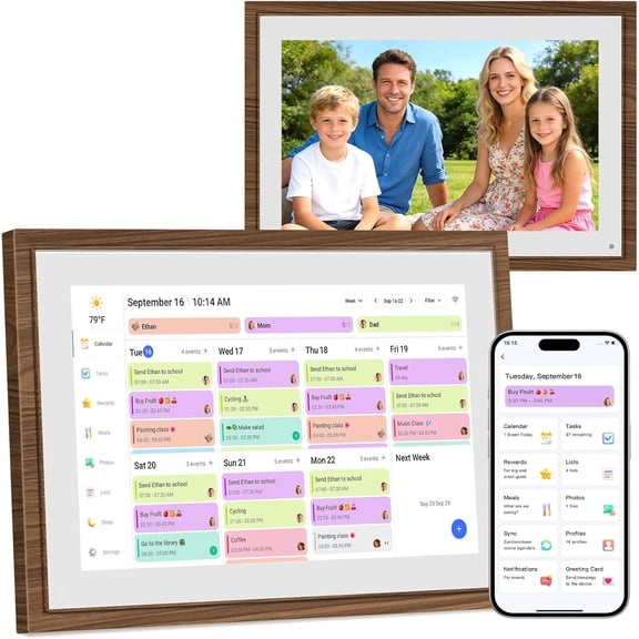 10.1 Inch Digital Calendar Chore Chart with Touchscreen - Interactive Display, Wall & Desk Mountable Family Planner, to-Do List & Meal Planner, Digital Picture Frame Gifts for Women Mom