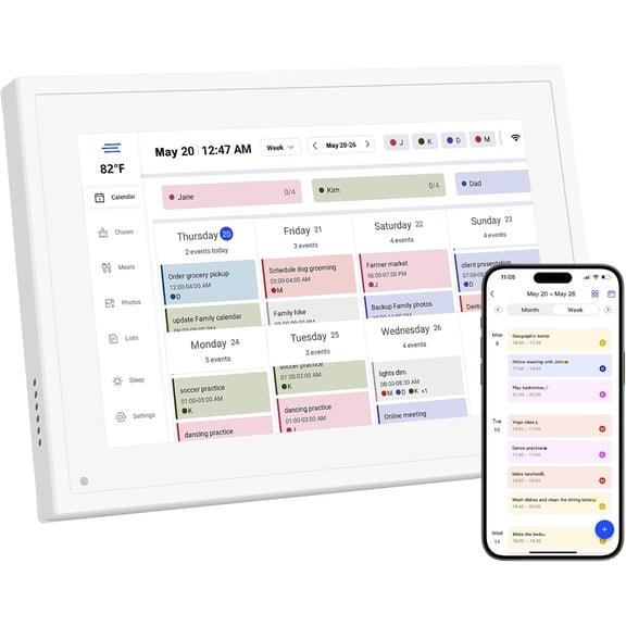 10.1 Inch Digital Calendar,IPS  Touchscreen Interactive Display, Family Planner, Calendar for Seamless Scheduling,Digital Picture Frame for Displaying Photos/Videos
