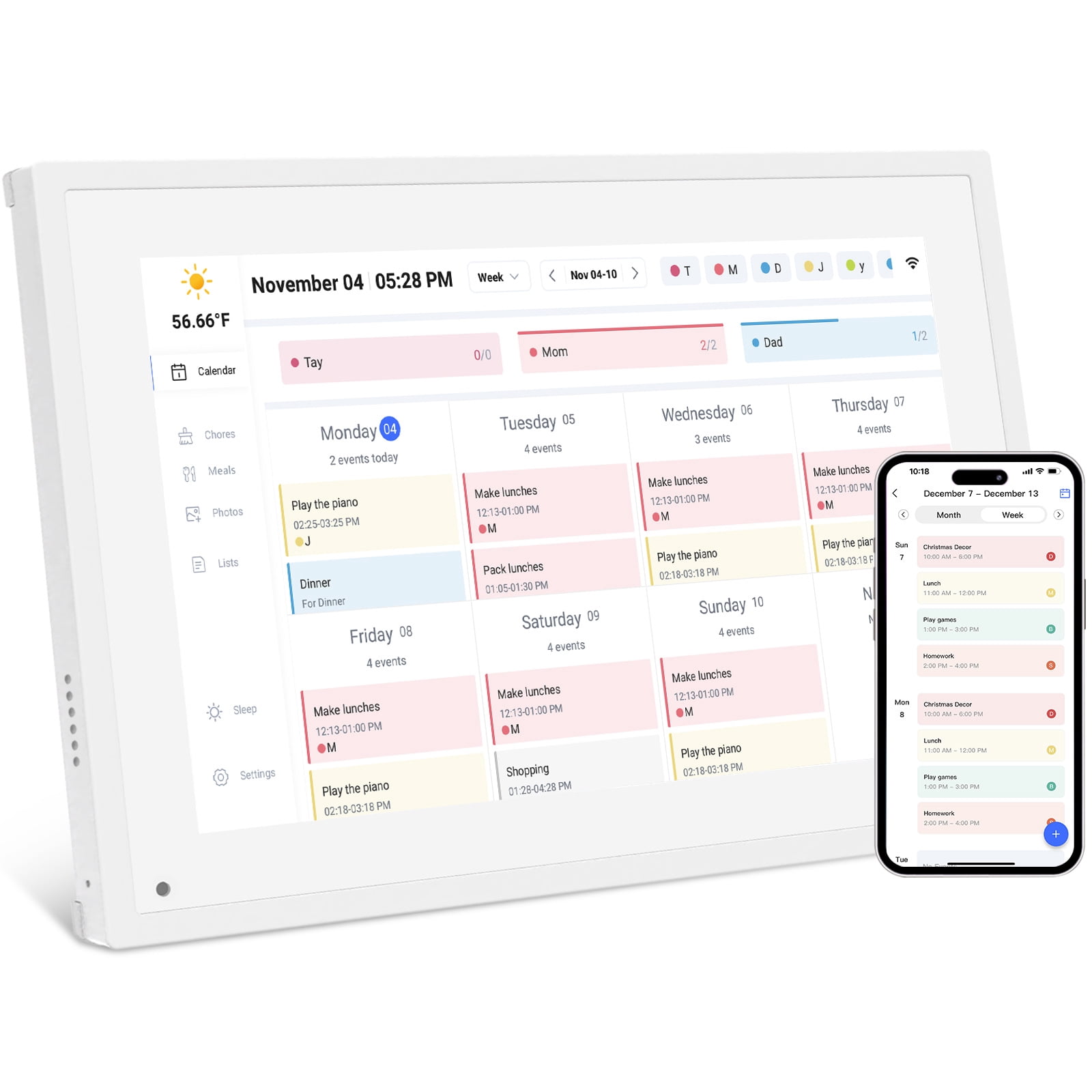 Digital Photo Frame With Scheduling 10.1" Smart Digital Calendar