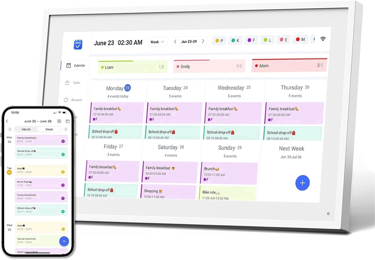 10.1 Inch Smart Digital Calendar Planner & Chore Chart, IPS HD Touchscreen Interactive Display for Family Schedules, Desk Stand Included - Share Photos/Videos