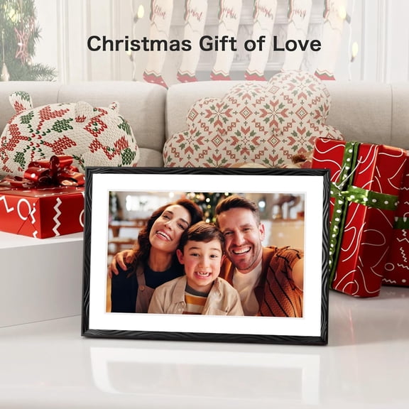 10.1 Inch Digital Picture Frame with WiFi, 32GB Memory, HD Touch Screen, Auto-Rotate, Wall Mountable for Family Photos and Gifts