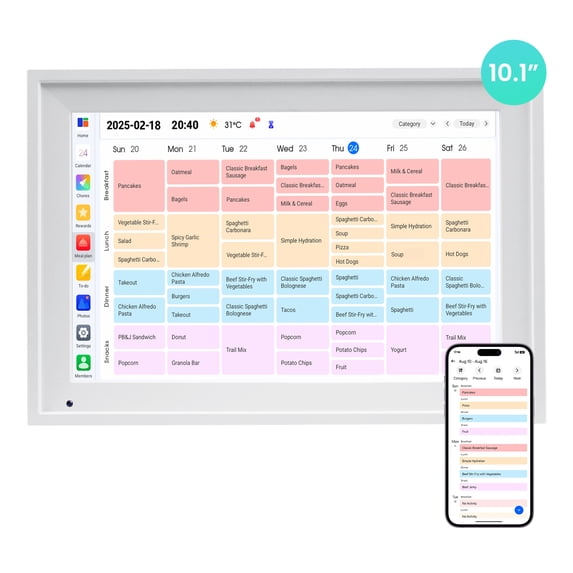 10.1 Inch Smart Digital Calendar with Google Mail, Outlook, iCloud Calenday Sync, 3GB RAM, 32GB Storage, Family Task Rewards and Daily Planner Calendar, Touchscreen Calendar for Home and Office
