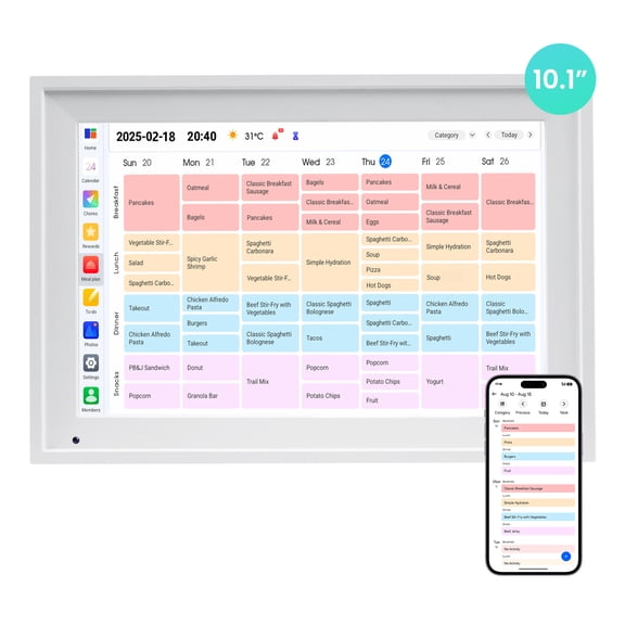 10.1 Inch Smart Digital Calendar with Google Outlook iCloud Calenday Sync, 3GB RAM, 32GB Storage, Family Task Rewards and Daily Planner Calndar, Touchscreen Calendar for Home and Office