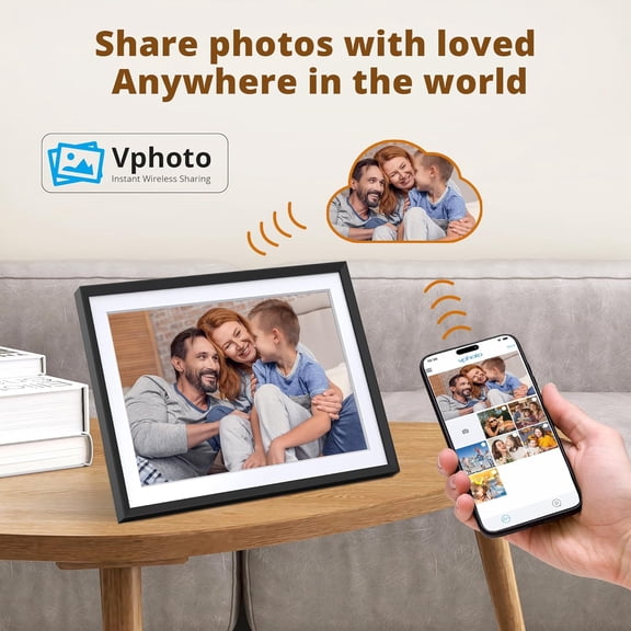 10.1 Inch WiFi Digital Photo Frame HD IPS Touch Screen Auto-Rotate Share Photos Videos Free App Gift for Family Birthday Wedding