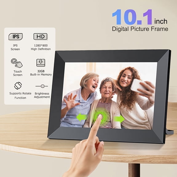 10.1 Inch WiFi Digital Photo Frame, Smart Cloud Frame with App Control, Auto Rotate, HD IPS Screen, Big Storage, Perfect Gift for Parents, Grandparents, Home & Office Decor