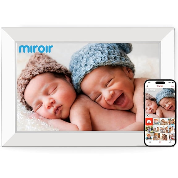 10.1 Inch WiFi Digital Photo Frame via Frameo App, 1280x800 HD IPS Touch Screen Electric Picture Frame Display, 32GB Storage, Auto-Rotate, Wall Mountable, Share Photos/Videos Instantly