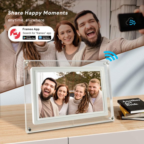 10.1 Inch WiFi Digital Picture Frame with 16GB Storage, HD IPS Touchscreen, Auto-Rotate & Frameo App for  Photo Sharing