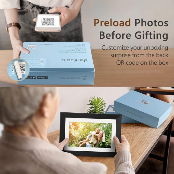 10.1 Inch WiFi Digital Picture Frame with 32GB Storage, AI Face Recognition, Touchscreen Display for Home Office Gift