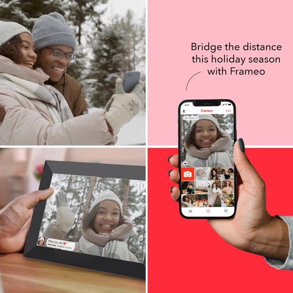 10.1 Inch WiFi Digital Picture Frame with HD IPS Touch Screen, Auto-Rotate, Wall Mountable, Send Photos Instantly via Frameo App, 32GB Storage, Black