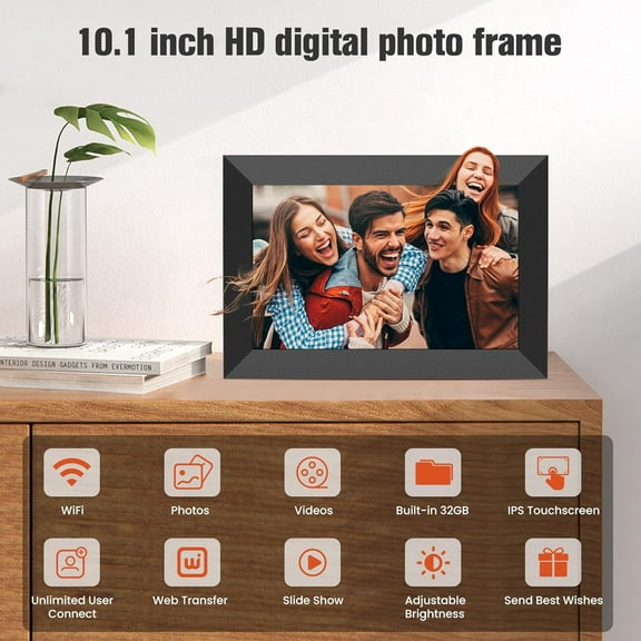 10.1 Inch WiFi Digital Picture Frame with IPS HD Touch Screen, 32GB Memory, Auto-Rotate, Cloud Sharing