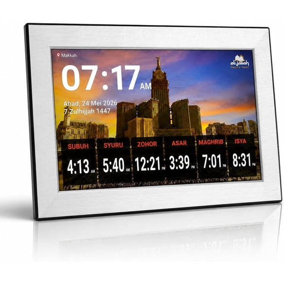 10 .1inch Smart WiFi Islamic Prayer Clock, Touchscreen Digital Prayer Frame, Automatic Worldwide Prayer Times, Quran Player, Black