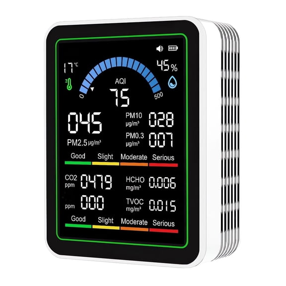 10 In 1 Indoor Air Meter, Air Quality Monitoring Device, Multi Function Detector Tool, Accurate Sensor for Home Office Bedroom Living Room Air Testing Use