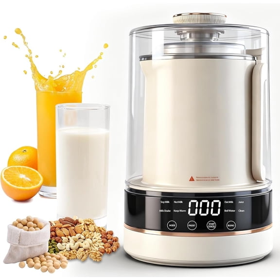 10 in 1 Nut Milk Maker Machine, 40oz/1.0L Soy Milk Maker with Auto Clean/24H Delay/Keep Warm/Boil Water, Almond Milk Maker for Homemade Oat, Juice, Milk Shakes,  Based and Dairy Free Beverages