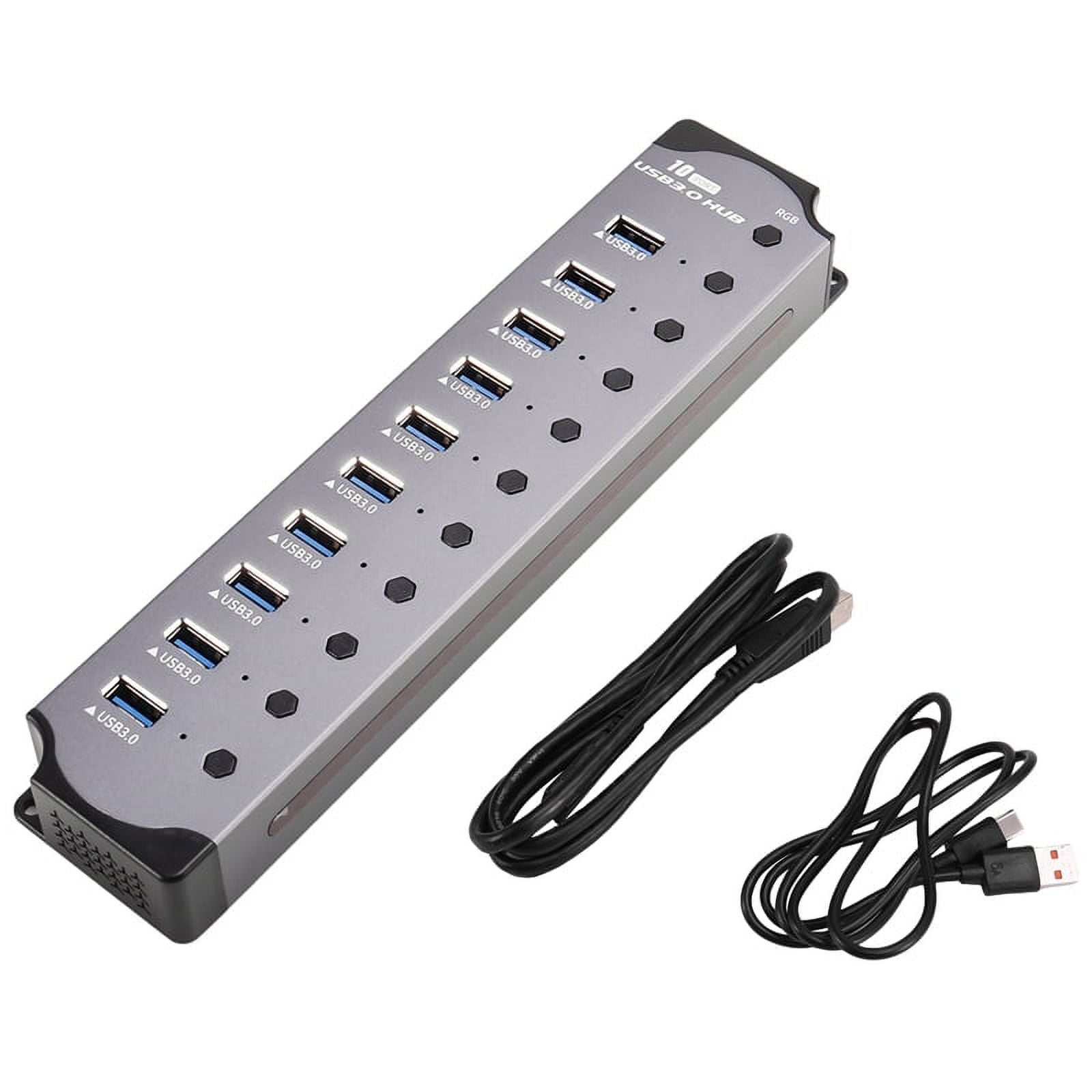10 in 1 Powered USB HUB 10 Ports USB Adapter USB Splitter USB 3.0 Interface Individual Switch RGB E-Marker Heat Design,1 x 10 in 1 Powered USB HUB,Photo Color