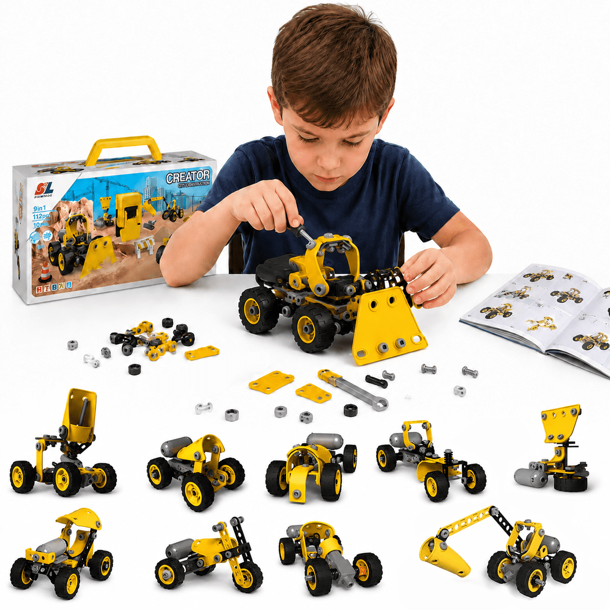 10 in 1 STEM Building Toys Construction Excavator Building Toys STEM Educational Construction Building Sets Electric Construction Engineering Building Kits for Boys Girls