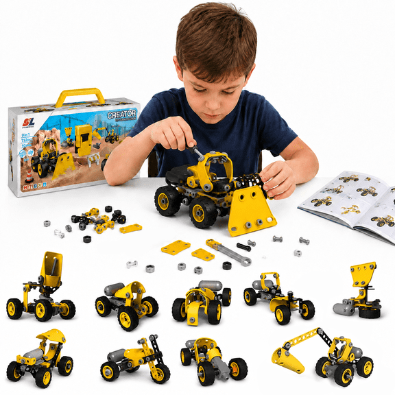 10 in 1 STEM Building Toys Construction Excavator Building Toys STEM Educational Construction Building Sets Electric Construction Engineering Building Kits for Boys Girls