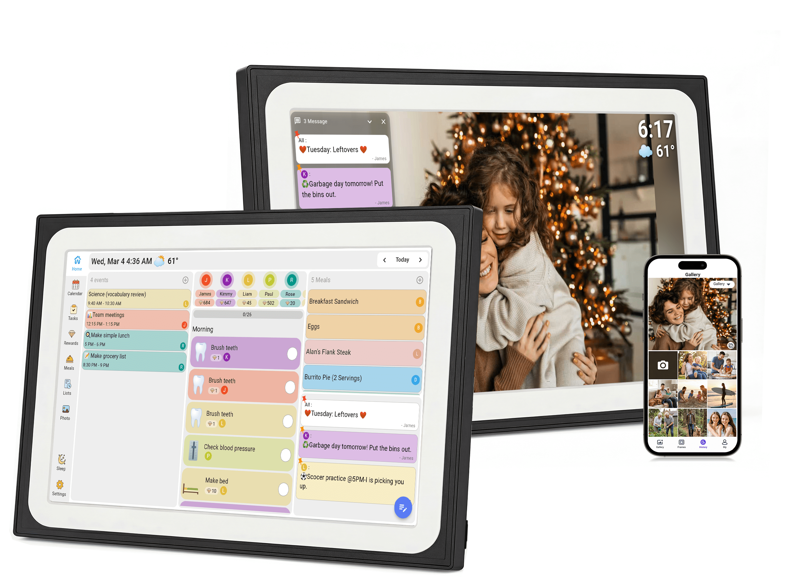 10.1  Smart Digital Family Calendar with Touch Screen,Multi-Platform Calendar Sync to Electronic Chore Planner, Wall & Fridge Mountable and desk