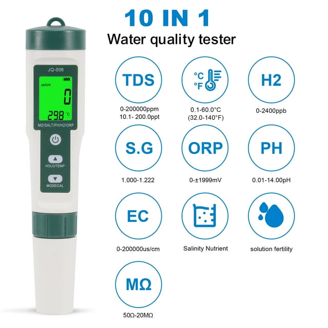 10 in 1 TDS Meter Digital PH Tester for Nuclear Wastewater/Tritium ...