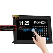 Jazeyeah 10.1" Easy to Use Touch Screen Alarm Clock for Seniors,Digtal Calendar with Day and Date of Week,64 Alarm 40 Reminders,Large Display, Auto DST,Black