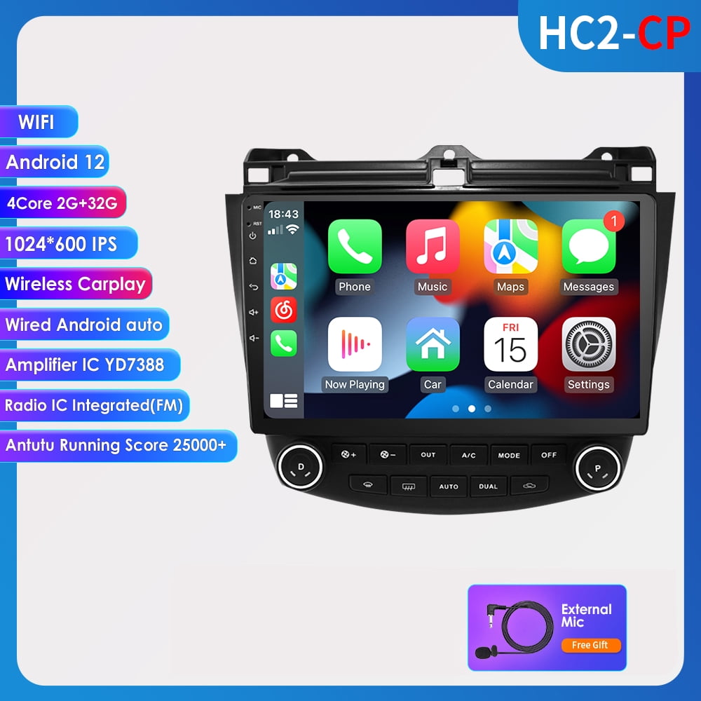 "10.1"" Android 12 GPS, Bluetooth Car Stereo for 20032007 Honda Accord