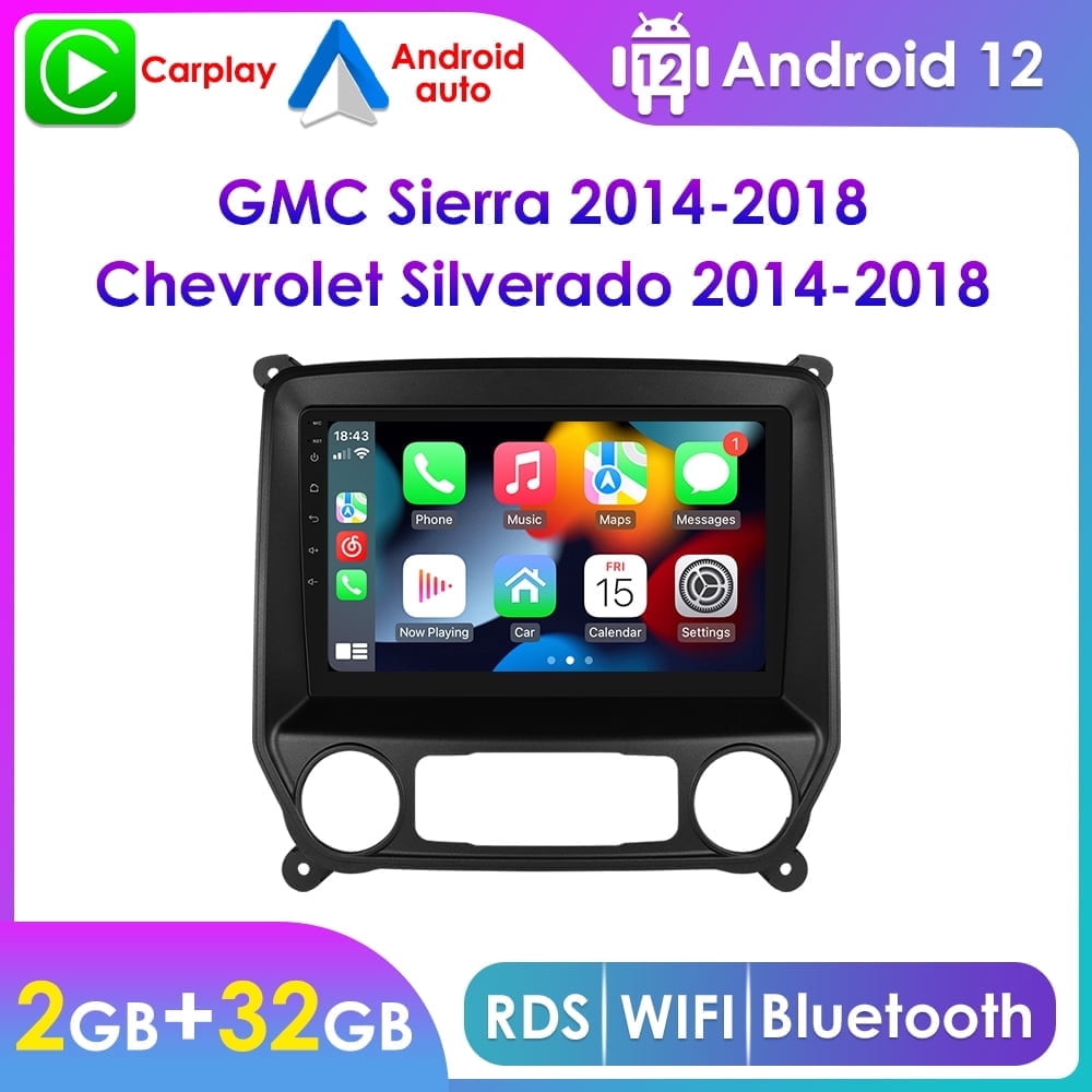 10.1" Touch Screen Android 12 Carplay 32GB Bluetooth GPS Car Stereo Radio For 2014-2018 Chevrolet Silverado GMC Sierra