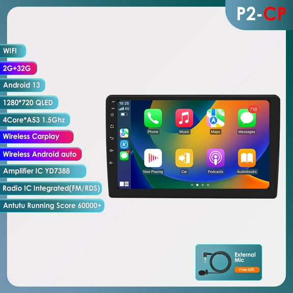 10.1" Touch Screen Android 13 Carplay 2+32GB Wifi Car Stereo Radio Head Unit GPS Navigation Player For Jeep Compass Commander Liberty /Dodge Caliber Challenger Ram