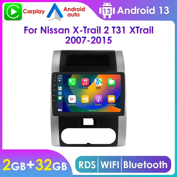 10.1" Touchscreen Android 13 Carplay 2+32GB Wifi Car Stereo Radio Head Unit GPS Navigation Player For Nissan X-Trail 2 T31 MX6 2007 2008 2009 2010 2011 2012 2013 2014 2015