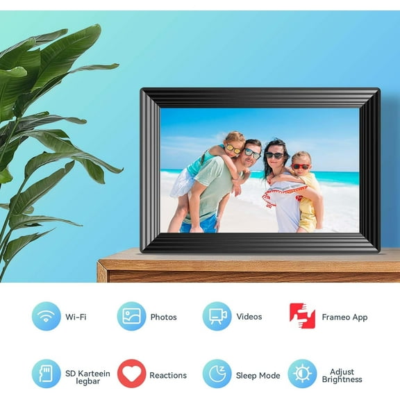 10.1" WiFi Digital Picture Frame with 16GB Storage, HD IPS Touch Screen, Auto-Rotate, Remote Photo Sharing App