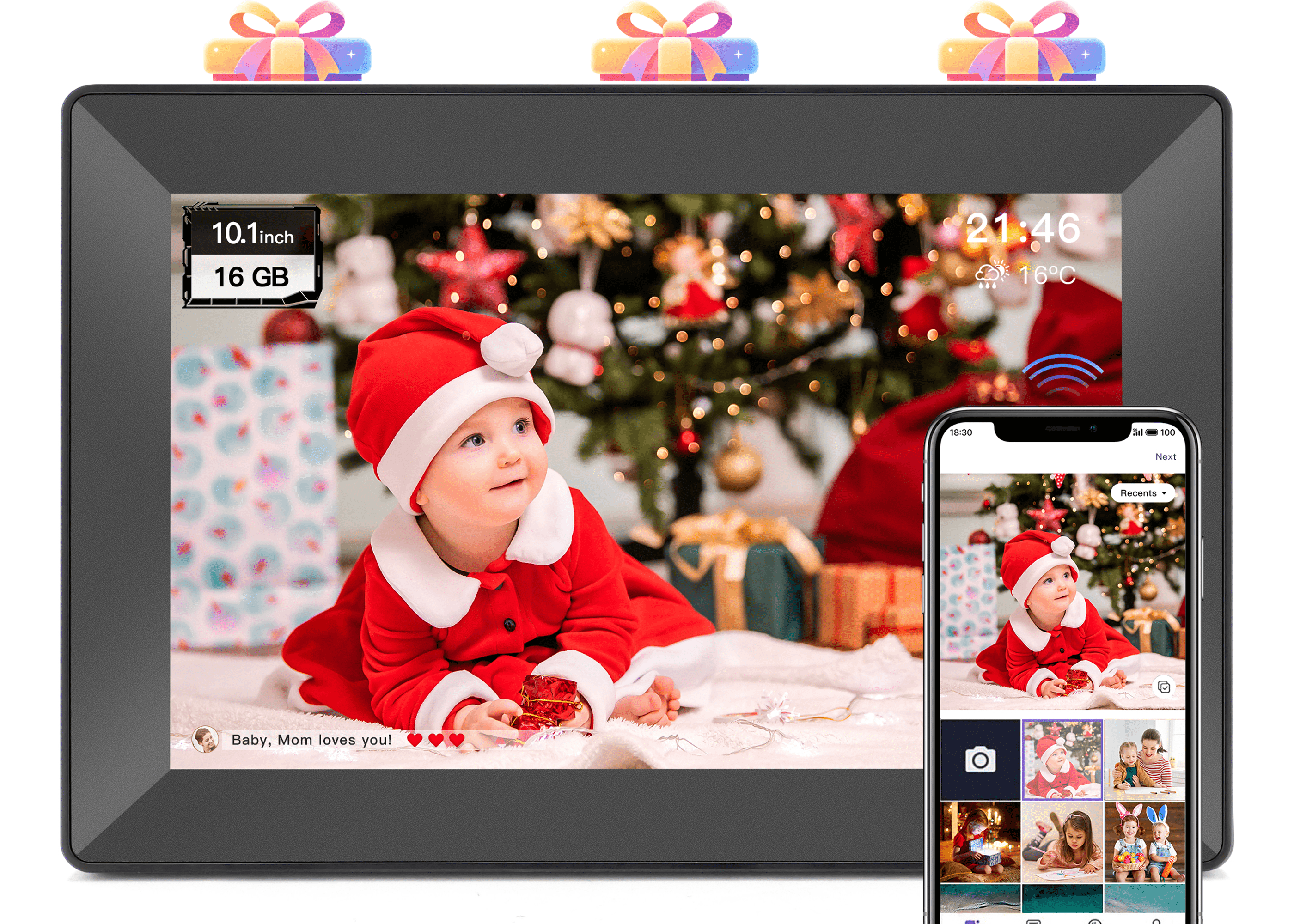 10.1 ″ Wifi Digital Picture Frame HD Touch Screen Digital Photo Frame ...