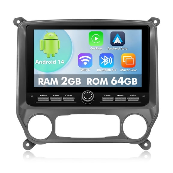 10.1 inch Android 14 Angle Key Button Touch Screen for Chevrolet Silverado/GMC Sierra 2014-2018 GPS WiFi Wireless Autoradio Carplay Mirror link Camera 2G 64G