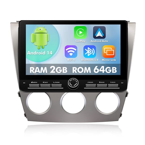 10.1 inch Android 14 Angle Key Button Touch Screen for Toyota Camry 2006-2011 with Manual A/C GPS WiFi Wireless Autoradio Carplay Mirror link Camera 2G 64G