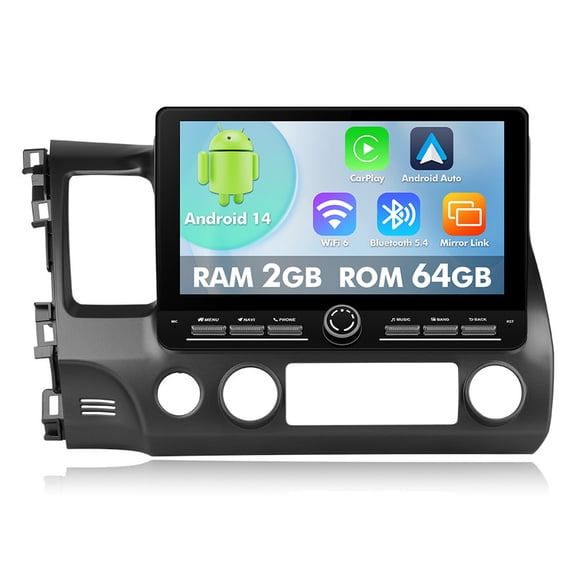 10.1 inch Android 14 Angle Key Button Touch Screen for Honda Civic 2006-2011 Car Radio Stereo CarPlay Android Auto