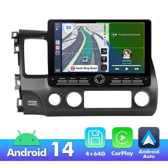10.1 inch Android 14 Angle Key Button Touch Screen for Mazda 3 2004-2009 Car Radio Stereo CarPlay Android Auto FM Bluetooh WiFi