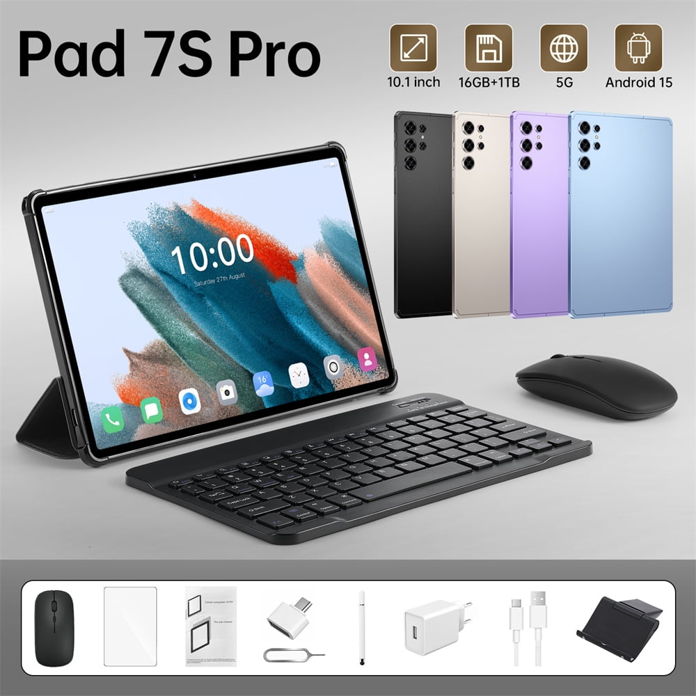 10.1 inch Android 14 Tablets, Quad Core Processor (2+2) 4GB RAM 32GB ROM Tablet, 1280*800 IPS Display, CHYCET 1TB Expandable Tablet PC, 4000mAh Battery, WiFi & Bluetooth Enabled -Pad 7s Pro
