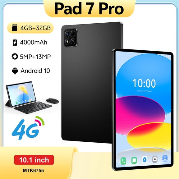 10.1 inch Android 14 Tablets, Quad Core Processor (2+2) 4GB RAM 32GB ROM Tablet, CHYCET 1TB Expandable Tablet PC, 4000mAh Battery, 1280*800 IPS Display, WiFi & Bluetooth Enabled -Pad 7s Pro