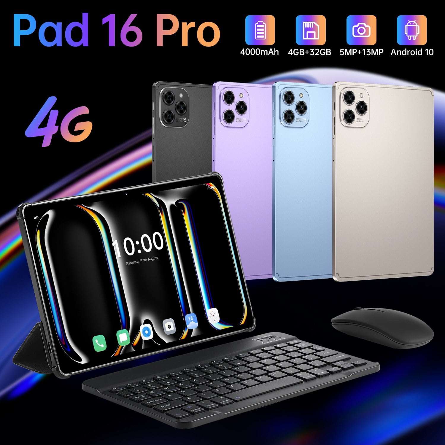 10.1 inch Android 14 Tablets, Quad Core Processor (2+2) 4GB RAM 32GB ROM Tablet, CHYCET 1TB Expandable Tablet PC, 4000mAh Battery, 1280*800 IPS Display, WiFi & Bluetooth Enabled Tab -Pad 16 Pro