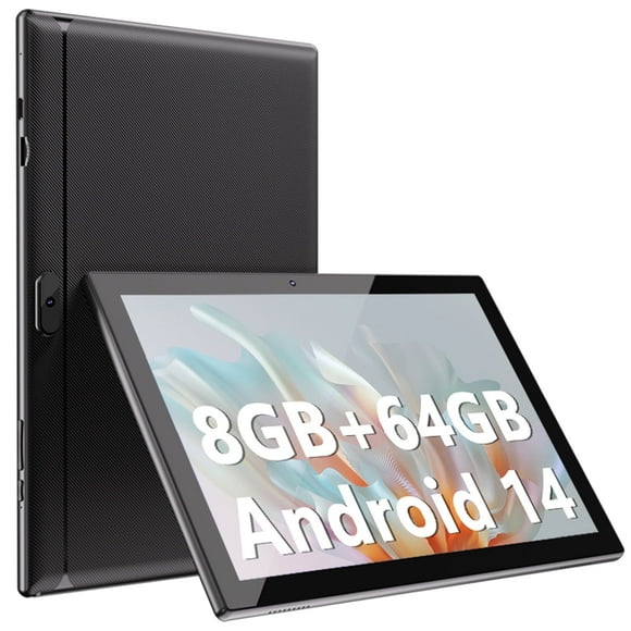 10.1 inch Android 14 Tablets RAM 8GB+ROM 64GB Quad Core Tablet, IPS Screen, 8.0 MP Camera, Wi-Fi, Bluetooth, GPS, FM Tablet PC Black