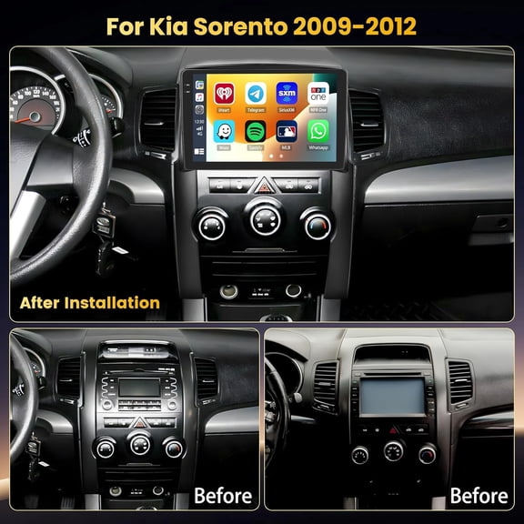10.1-inch Car Stereo Radio for Kia Sorento 2009-2012(Auto A/C)(Base Mid High Trim Levels)Android 15 GPS Navigation Fit for Carplay and Android Auto WiFi Bluetooth FM/RDS Radio SWC 4+64G